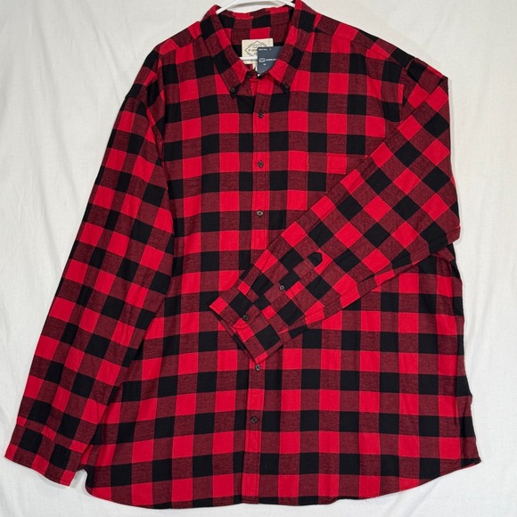 St. John's Bay Other - St Johns Bay 4XLT Flannel Shirt Red Buffalo Plaid Long Sleeve Classic Fit Mens